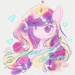 Size: 2048x2048 | Tagged: safe, artist:co306012, princess cadance, alicorn, pony, g4, bust, female, high res, looking at you, mare, obtrusive text, obtrusive watermark, simple background, smiling, solo, watermark