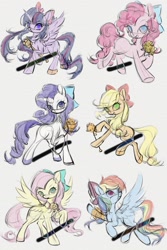 Size: 1440x2160 | Tagged: safe, artist:co306012, applejack, fluttershy, pinkie pie, rainbow dash, rarity, twilight sparkle, alicorn, earth pony, pegasus, pony, unicorn, g4, lofter, mane six, sketch, smiling, spread wings, twilight sparkle (alicorn), wings