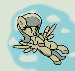 Size: 371x355 | Tagged: safe, artist:scandianon, oc, oc only, oc:iceland horse, pegasus, pony, g4, belly, cloud, eyes closed, facial markings, female, flying, hooves, mare, nation ponies, ponified, sky, smiling, solo, spread wings, wings