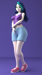 Size: 1080x1920 | Tagged: safe, alternate version, artist:argos90, misty brightdawn, human, g5, 3d, curly hair, humanized, light skin, shy