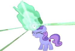 Size: 1129x759 | Tagged: safe, edit, edited screencap, editor:incredibubbleirishguy, screencap, sweetie belle, g4, twilight time, 1000 years in photoshop, background removed, eyes closed, glowing, glowing horn, gritted teeth, horn, magic, magic aura, simple background, solo, spell, struggling, sweat, sweetie belle's cutie mark, teeth, transparent background