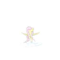 Size: 3000x3000 | Tagged: safe, artist:widelake, fluttershy, pegasus, pony, g4, floating, high res, simple background, solo, water, white background