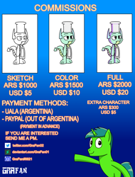 Size: 2000x2634 | Tagged: safe, artist:gradiusfanatic, oc, oc only, oc:alan, oc:alex, dragon, pony, unicorn, advertisement, announcement, commission, commission info, gradient background, high res, male, sheet
