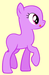 Size: 973x1476 | Tagged: artist needed, source needed, safe, artist:ameliagirls53, edit, earth pony, pony, call of the cutie, g4, season 1, bald, base, eyelashes, female, licking, mare, raised hoof, raised leg, simple background, smiling, solo, tan background, tongue out
