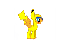 Size: 2048x1536 | Tagged: safe, artist:ry-bluepony1, oc, oc only, oc:flare spark, pegasus, pikachu, pony, g4, female, pokémon, simple background, solo, transparent background