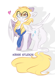 Size: 3554x4899 | Tagged: safe, artist:krissstudios, oc, oc only, oc:sally lovely, pegasus, pony, cheek fluff, chest fluff, clothes, ear fluff, female, glasses, mare, scarf, simple background, solo, white background
