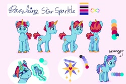 Size: 1024x683 | Tagged: safe, artist:dazzle, oc, oc:dazzling star sparkle, oc:ponysona, pony, unicorn, autism spectrum disorder, bisexual pride flag, cutie mark, magic, nonbinary pride flag, ponysona, pride, pride flag, reference sheet, simple background, telekinesis