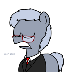 Size: 3023x3351 | Tagged: safe, artist:professorventurer, oc, oc:daniel strauss, earth pony, pony, series:ask pippamena, clothes, dialogue, eyes closed, glasses, high res, male, necktie, stallion, suit