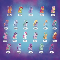 Size: 1000x1000 | Tagged: safe, alphabittle blossomforth, dazzle feather, goldie fortune, hitch trailblazer, isla breeze, izzy moonbow, jazz hooves, jelly vine, pipp petals, posey bloom, queen haven, sherbet sunset, shutter snap, sprout cloverleaf, sunny starscout, thunder flap, valor valentine, watermelon shimmer, zipp storm, zoom zephyrwing, alicorn, earth pony, pegasus, pony, unicorn, g5, female, hoof polish, male, mane five, mare, mini world magic, race swap, stallion, sunnycorn, toy, unshorn fetlocks