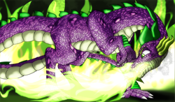 Size: 3600x2100 | Tagged: safe, artist:sixes&sevens, spike, dragon, g4, adult, adult spike, fire, fire breath, greed spike, high res, male, older, older spike, solo