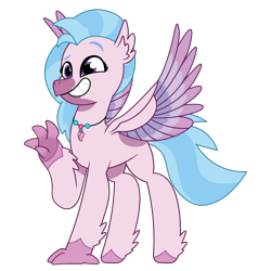 Size: 1200x1200 | Tagged: safe, artist:prixy05, silverstream, classical hippogriff, hippogriff, g4, g5, my little pony: tell your tale, concave belly, female, g4 to g5, generation leap, jewelry, necklace, simple background, smiling, solo, spread wings, transparent background, vector, wings