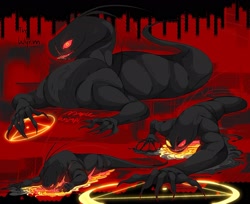 Size: 2048x1675 | Tagged: safe, artist:maplewozapi, oc, oc only, oc:the wyrm, wyrm, lava, solo