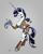 Size: 1638x2048 | Tagged: safe, artist:brdte, rarity, spike, lizard, unicorn, anthro, unguligrade anthro, g4, chest fluff, duckery in the comments, duo, female, gradient background, horn, lidded eyes, long horn, looking at you, mare, pin, pincushion spike, signature, smiling, smiling at you, species swap, sword, weapon