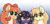 Size: 2443x1188 | Tagged: safe, artist:rivibaes, oc, oc only, oc:evanti, oc:orange cream, oc:rivibaes, dracony, dragon, hybrid, pony, unicorn, family, female, filly, foal, gradient background, horns, looking at you, male, mare, smiling, stallion