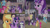 Size: 828x465 | Tagged: safe, edit, edited screencap, editor:quoterific, screencap, applejack, fluttershy, pinkie pie, rainbow dash, rarity, starlight glimmer, twilight sparkle, alicorn, pony, g4, my little pony: friendship is magic, season 5, the cutie map, equal cutie mark, fireplace, mane six, twilight sparkle (alicorn)