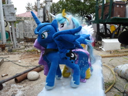Size: 3648x2736 | Tagged: safe, princess celestia, princess luna, alicorn, pony, g4, alicorn eclipse, duo, eclipse, female, high res, irl, photo, plushie, royal sisters, siblings, sisters, solar eclipse