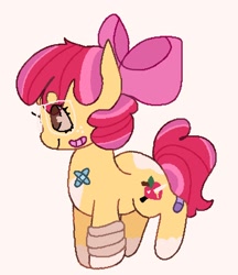 Size: 1640x1902 | Tagged: safe, artist:twipiez, apple bloom, earth pony, pony, g4, alternate cutie mark, alternate design, bandage, bandaid, female, filly, foal, glasses, kinsona, simple background, solo