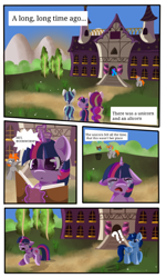 Size: 356x593 | Tagged: source needed, safe, artist:juliana almeida #1314, artist:the juliana, twilight sparkle, oc, oc:blue thunder, alicorn, pony, g4, alicorn oc, canon x oc, comic, female, foal, horn, male, origin, straight, thundersparkle, wings