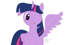 Size: 4000x2500 | Tagged: safe, artist:rocketforget, twilight sparkle, alicorn, pony, mlp fim's thirteenth anniversary, g4, ;p, cute, female, horn, mare, one ear down, one eye closed, one wing out, silly, silly pony, simple background, solo, tongue out, twiabetes, twilight sparkle (alicorn), white background, wings