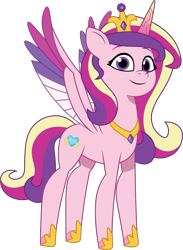 Size: 881x1203 | Tagged: safe, artist:prixy05, princess cadance, alicorn, pony, g4, g5, my little pony: tell your tale, colored wings, concave belly, crown, female, g4 to g5, generation leap, hoof shoes, hooves, horn markings, jewelry, looking at you, mare, multicolored wings, peytral, princess shoes, regalia, simple background, slender, smiling, smiling at you, solo, spread wings, thin, transparent background, vector, wings