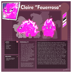 Size: 2500x2545 | Tagged: safe, artist:sherathoz, oc, oc only, oc:claire "feuerrosa", demon, fanfic:pink scorch, commission, high res, reference sheet, solo