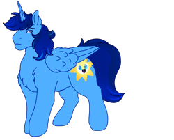 Size: 720x579 | Tagged: artist needed, source needed, safe, oc, oc only, oc:blue thunder, alicorn, pony, alicorn oc, chest fluff, folded wings, horn, male, male alicorn, male alicorn oc, shoulder fluff, simple background, solo, standing, transparent background, wings