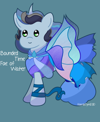 Size: 5500x6715 | Tagged: safe, alternate version, artist:kosmiktym, oc, oc only, oc:bounded-time, fairy, pony, blue background, fairy wings, pointy ponies, simple background, solo, wings