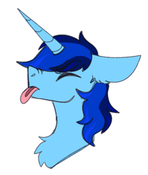 Size: 510x605 | Tagged: artist needed, source needed, safe, oc, oc only, oc:blue thunder, alicorn, pony, alicorn oc, bust, emote, horn, profile, simple background, solo, transparent background