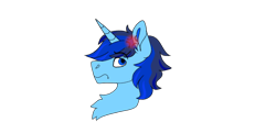 Size: 2484x1198 | Tagged: artist needed, source needed, safe, oc, oc only, oc:blue thunder, alicorn, pony, alicorn oc, angry, bust, emote, horn, profile, simple background, solo, transparent background