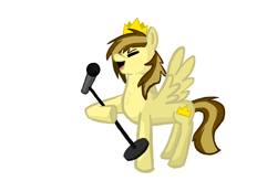 Size: 2360x1640 | Tagged: safe, artist:dynoscord, oc, oc only, oc:prince whateverer, pegasus, pony, male, microphone, microphone stand, pegasus oc, simple background, solo, white background