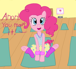 Size: 2000x1822 | Tagged: safe, artist:notawriteranon, pinkie pie, earth pony, pony, g4, dialogue, female, implied anon, mare, pinktober, solo