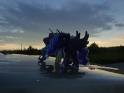 Size: 3648x2736 | Tagged: safe, artist:lonewolf3878, princess celestia, princess luna, alicorn, pony, g4, 2017 solar eclipse, car, eclipse, female, funko, high res, irl, photo, royal sisters, siblings, sisters, solar eclipse, toy