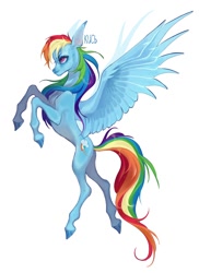 Size: 788x1080 | Tagged: safe, artist:kncb, artist:кись, rainbow dash, pegasus, pony, g4, concave belly, female, full body, lacrimal caruncle, mare, simple background, skinny, solo, thin, white background