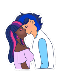 Size: 482x600 | Tagged: source needed, safe, artist:faetria, twilight sparkle, oc, oc:blue thunder, human, g4, canon x oc, duo, eyes closed, female, humanized, kiss on the lips, kissing, male, simple background, straight, thundersparkle, transparent background