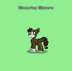 Size: 389x386 | Tagged: safe, oc, oc only, oc:glimmering slippers, classical hippogriff, hippogriff, pony, pony town, do not steal, female, green background, interspecies offspring, offspring, original character do not steal, parent:gilda, parent:trouble shoes, parents:gildashoes, simple background, solo