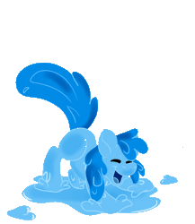 Size: 2000x2300 | Tagged: safe, artist:euspuche, oc, oc only, oc:flowheart, goo, goo pony, original species, animated, commission, gif, high res, jumping, puddle, simple background, solo, splashing, transparent background, ych result