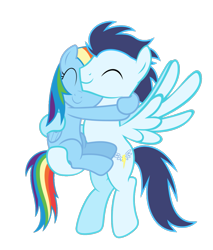 Size: 1015x1191 | Tagged: safe, anonymous artist, artist:bubblestormx, rainbow dash, soarin', pegasus, pony, g4, duo, female, male, mare, ship:soarindash, shipping, simple background, stallion, straight, transparent background