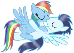 Size: 1296x932 | Tagged: safe, anonymous artist, artist:rulette, rainbow dash, soarin', pegasus, pony, g4, duo, female, kiss on the lips, kissing, male, mare, ship:soarindash, shipping, simple background, stallion, straight, transparent background