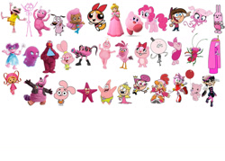 Size: 1280x915 | Tagged: safe, artist:greenteen80, edit, pinkie pie, baku, beetle, bird, cat, chipmunk, cockatoo, dog, dolphin, dryad, earth pony, elephant, fairy, frog, ghost, hedgehog, horse, human, humanoid, hybrid, inkling, insect, mermaid, monkey, pig, pony, puffball, rabbit, rhinoceros, spider monkey, starfish, undead, youkai, anthro, digitigrade anthro, plantigrade anthro, semi-anthro, g4, abby cadabby, adventure time, amy rose, anais watterson, angry birds, animal, anthro with ponies, billy hatcher and the giant egg, bing bong (inside out), blossom (powerpuff girls), bubble guppies, callie, cartoon, chowder, cotton candy, courage (character), courage the cowardly dog, cylindria, dick figures, female, flower, flower bubble, foofa, galah, giggles (happy tree friends), guppy, happy tree friends, imaginary friend, inside out, jewel beetle, kirby, kirby (series), littlest pet shop, lola loud, lulu (ni hao kai-lan), male, mare, milli, minka mark, miss spider's sunny patch friends, molly (bubble guppies), monster, ni hao kai-lan, pac-man, pac-man and the ghostly adventures, panini (chowder), patrick star, piglet, pink, pink (dick figures), pinky (pac-man), pops maellard, princess bubblegum, princess peach, puppet, regular show, rolly roll, rubbadubbers, sesame street, shimmer (miss spider's sunny patch friends), simple background, smiling, sonic the hedgehog (series), splatoon, sploshy, spongebob squarepants, stella (angry birds), stick figure, super mario bros., team umizoomi, telly monster, the amazing world of gumball, the angry birds movie, the backyardigans, the fairly oddparents, the powerpuff girls, timmy turner, tubb, uniqua, wanda, white background, widget, winnie the pooh, wow! wow! wubbzy!, yo gabba gabba!