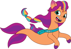 Size: 1469x1023 | Tagged: safe, artist:prixy05, sunny starscout, earth pony, pony, seapony (g4), g5, my little pony: tell your tale, gradient ears, mane stripe sunny, open mouth, open smile, seaponified, seapony sunny starscout, simple background, smiling, solo, species swap, transparent background, vector