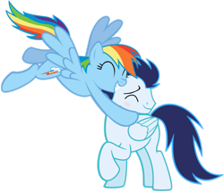 Size: 2200x1900 | Tagged: safe, anonymous artist, rainbow dash, soarin', pegasus, pony, g4, female, male, mare, ship:soarindash, shipping, simple background, stallion, straight, transparent background