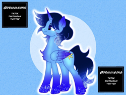 Size: 1424x1068 | Tagged: source needed, safe, artist:draivasong, oc, oc:blue thunder, alicorn, pony, alicorn oc, horn, solo, wings