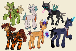 Size: 2048x1380 | Tagged: safe, artist:lawldog, alicorn, changeling, pegasus, pony, unicorn, group, half-life, hlvrai, ponified, sextet, simple background, yellow background