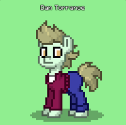 Size: 400x399 | Tagged: safe, earth pony, pony, pony town, danny torrance, green background, older, simple background, the shining