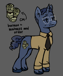 Size: 898x1077 | Tagged: safe, artist:lawldog, pony, unicorn, breaking bad, gray background, gus fring, money, necktie, ponified, simple background, solo