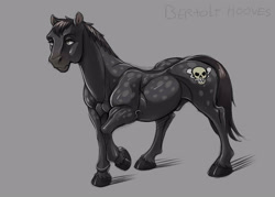Size: 3500x2500 | Tagged: safe, artist:noupie, pony, attack on titan, bertolt hoover, gray background, high res, hoers, male, nudity, ponified, sheath, simple background, solo