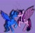 Size: 1600x1509 | Tagged: artist needed, source needed, safe, twilight sparkle, oc, oc:blue thunder, alicorn, pony, g4, alicorn oc, canon x oc, duo, female, horn, love, male, ship:thundersparkle, straight, twilight sparkle (alicorn), wings