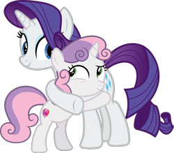 Size: 6254x5490 | Tagged: safe, artist:starryshineviolet, rarity, sweetie belle, pony, unicorn, forever filly, g4, absurd resolution, belle sisters, duo, duo female, female, filly, foal, hug, looking at each other, looking at someone, mare, siblings, simple background, sisters, transparent background, vector