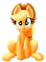 Size: 1708x2288 | Tagged: safe, artist:xppp1n, applejack, earth pony, pony, g4, applejack's hat, cowboy hat, cute, female, hat, jackabetes, looking at you, mare, simple background, sitting, solo, transparent background