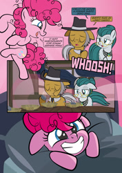 Size: 1920x2715 | Tagged: safe, artist:alexdti, cloudy quartz, igneous rock pie, pinkie pie, earth pony, pony, comic:how we met (italian), g4, eating, eyes closed, female, filly, filly pinkie pie, floppy ears, foal, italian, open mouth, younger